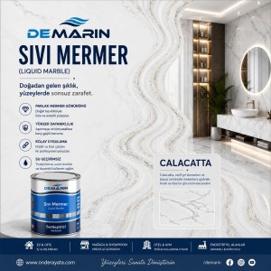 Demarin Sıvı Mermer 1 kg PARLAK BEYAZ / CALACATTA LIQUID MARBLE